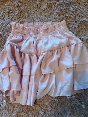 Smocked Ruffle Mini Skirt - Light Pink